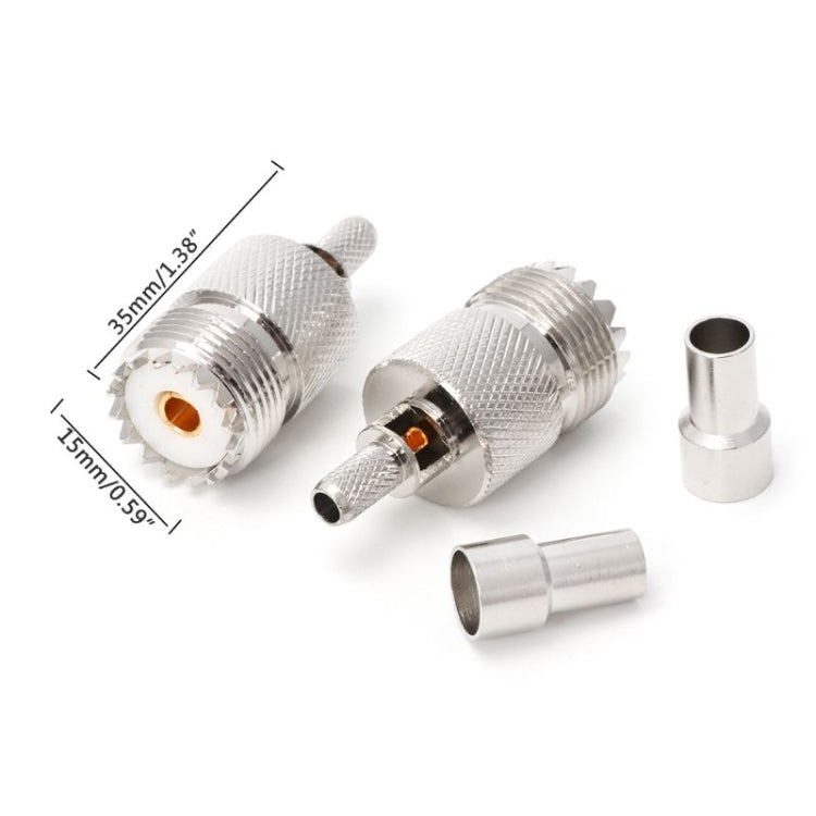 10 Sets UHF Female Jack Crimped RF Connector Coaxial Adapter for 5mm RG58 RG142 / 3D-FB Cable 10 Sets UHF Female Jack Crimped RF Connector Coaxial Adapter for 5mm RG58 RG142 / 3D-FB Cable